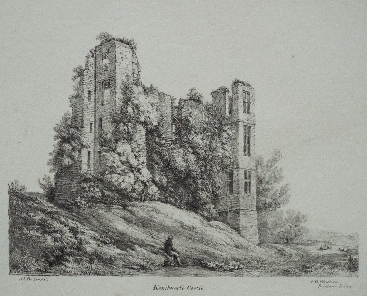 Lithograph - Kenilworth Castle. - Finch